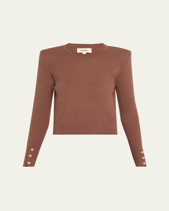 Sky Cropped Strong-Shoulder Sweat